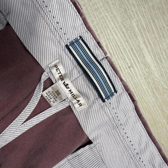 Peter Millar Soft Cotton Chino Pants Burgundy 36x28 Relaxed Fit Office Casual - Picture 3 of 8